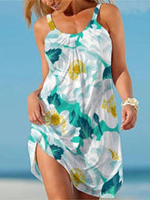 Mini-robe à bretelles sans manches à imprimé floral pour femme